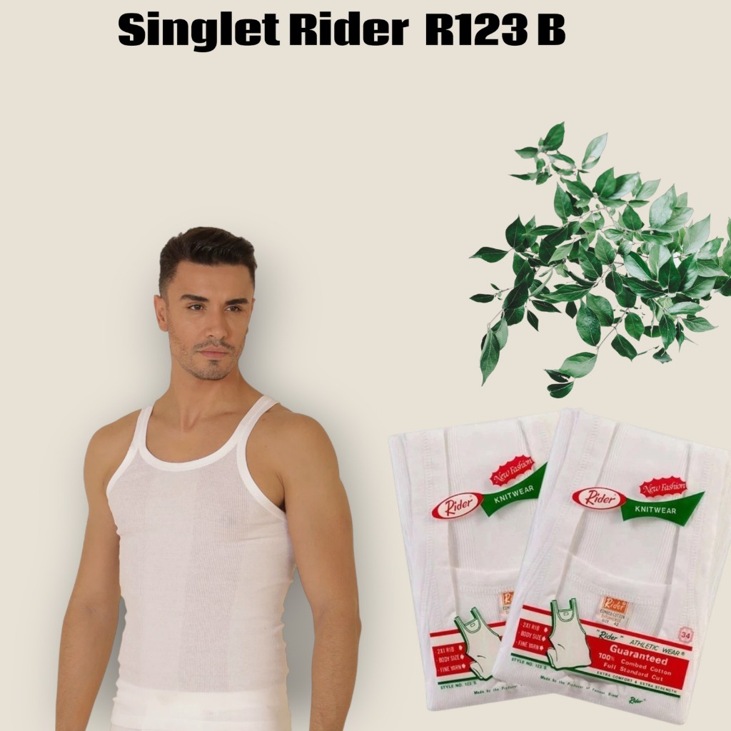 เสื้อกล้ามผู้ชาย R123B สีขาว 1 ชิ้น | เสื้อกล้ามผู้ชาย Adult | เสื้อกล้าม RIDER R 123B | ผู้ใหญ่ R12