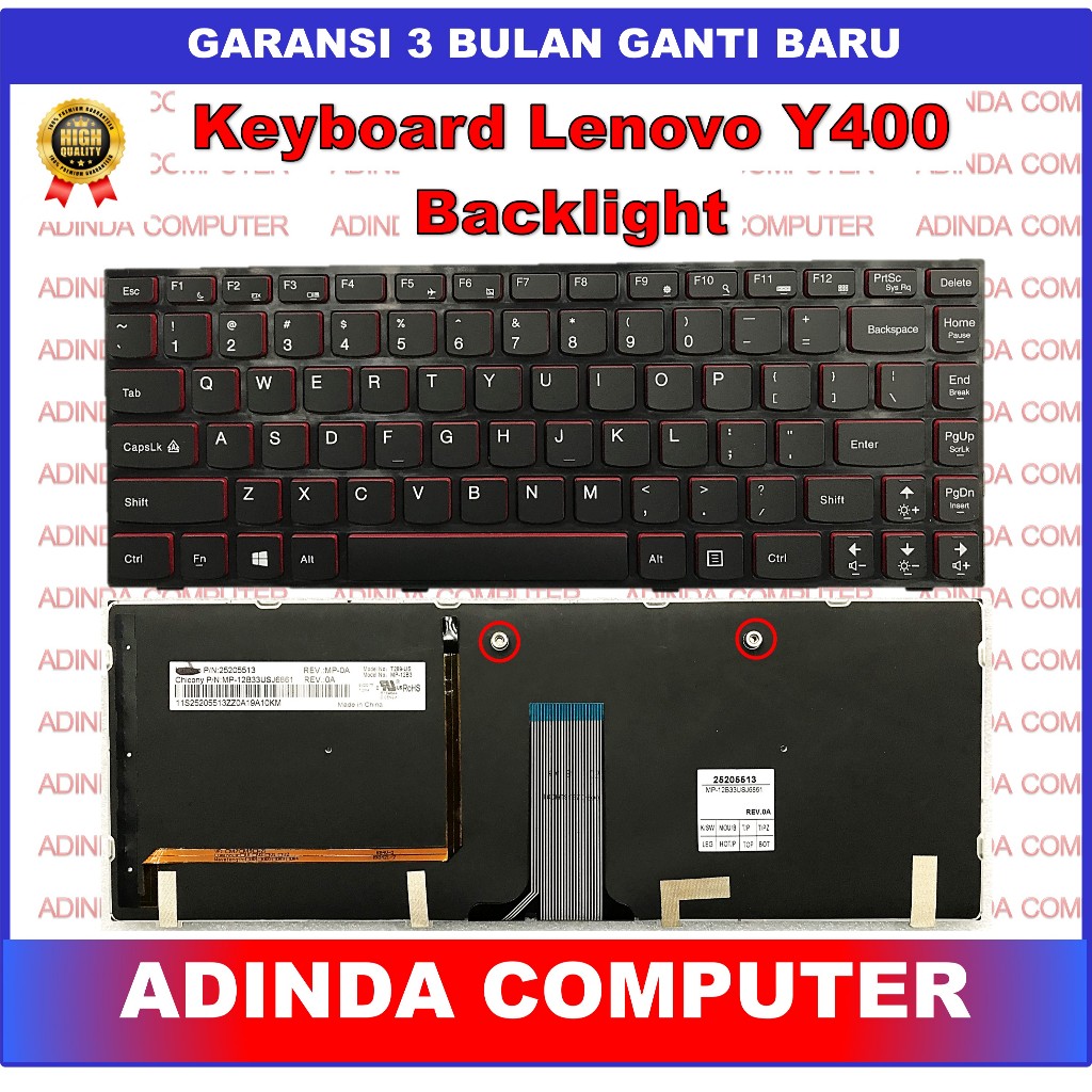 Lenovo Ideapad Y400 Y400N Y400P Y410P Y430P Y410N คีย์บอร์ดแบ็คไลท์