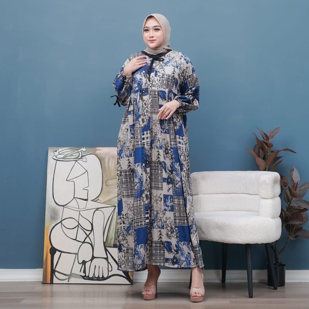 JUMBO RAYON GAMIS LD 130 FITS 100 KG JUMBO RAYON DRESS GAMIS BUSUI LONG SLEEVE JUMBO LD 130
