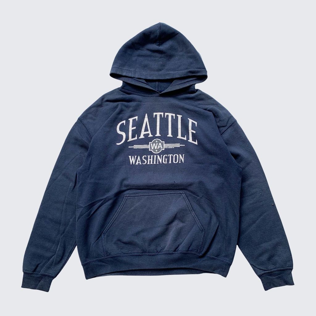สีน้ําเงินเข้ม Faded 1990s Seattle Washington USA City By Polar Graphics Hoodie - Unisex - L