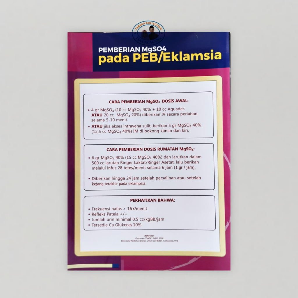 โปสเตอร์มิฟฟราย | โปสเตอร์พยาบาล | โปสเตอร์ทําความสะอาด MgSO4 บน PEB / Eklamsia | จัดส่ง