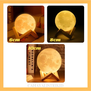 LAMPU MOON LIGHT LED BULAN UNIK LUCU 3D KADO KAMAR TIDUR ANAK AESTETIK MALAM HIAS 6-8-10CM WARNA KUNING
