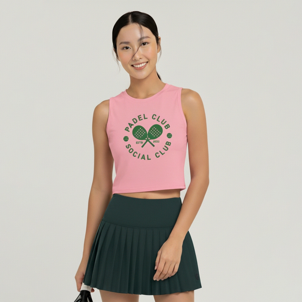 เสื้อยืด Padel น่ารัก Tank Top UAT "padel club" instacool สีขาว LSE44 PINK LSE45