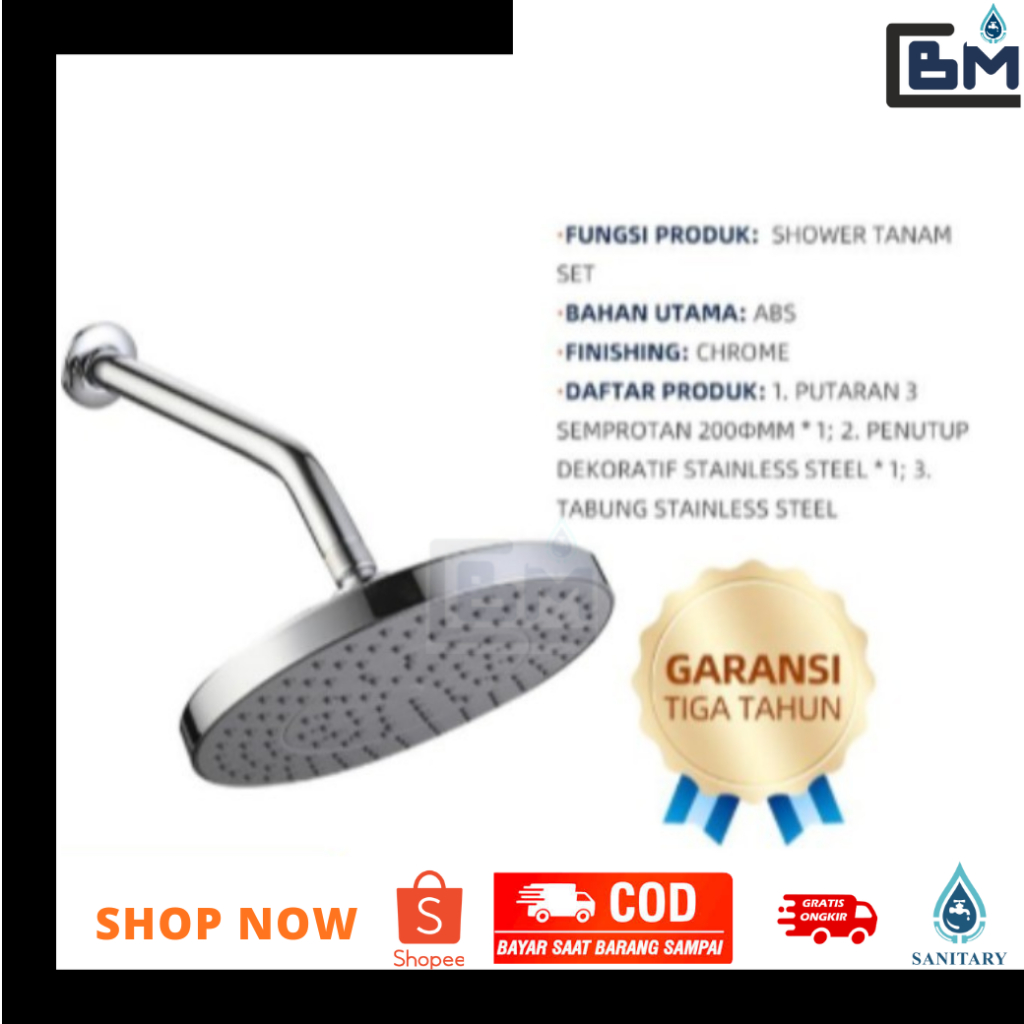 Frap IF222 ฝักบัวติดผนังโครเมียมทรงกลม