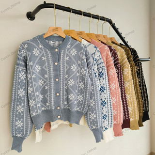 CYC | Tetris Etnik Cardie Outer Rajut Tebal Cardigan Knitwear Wanita