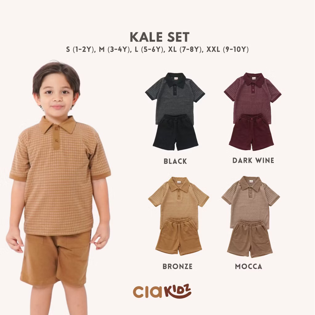 CIA KIDZ-Kale Set- สูทเด็กชาย คอปกลายตารางหมากรุก กางเกงขาสั้น cr865