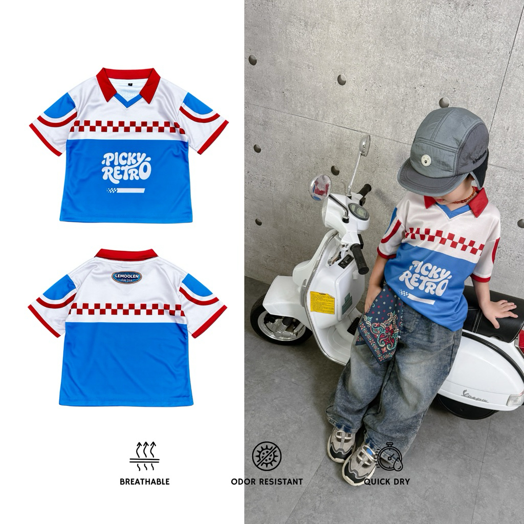 Lemoolen - เสื้อ Picky Retro I Retro Jersey Kids Premium | เสื้อสกรีนลายเด็ก1-7ปี