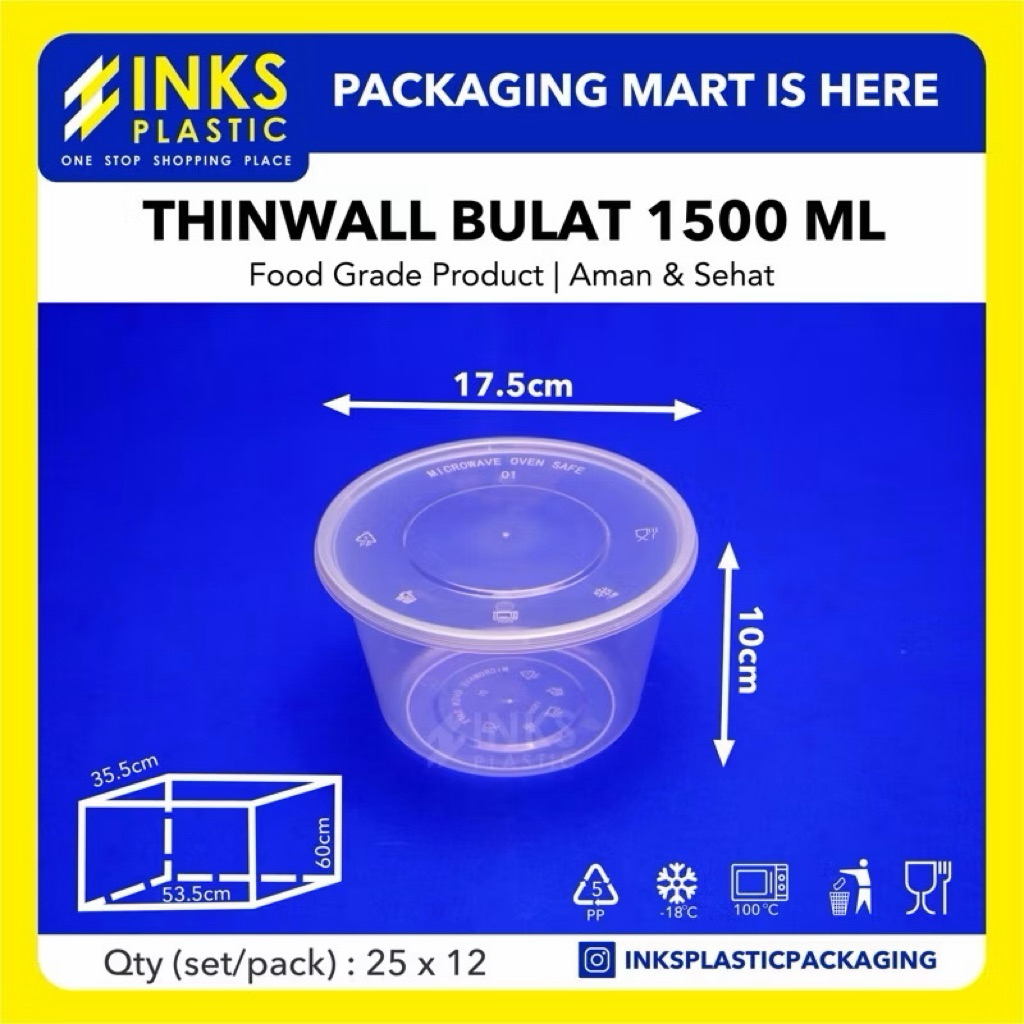 THINWALL 1500 ML ชามพลาสติกกลม 1500ML (25 ชิ้น)