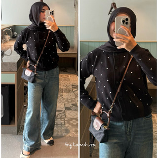 Bytantisa-Cardigan Crop Motif Polkadot Viscose Premium Lembut