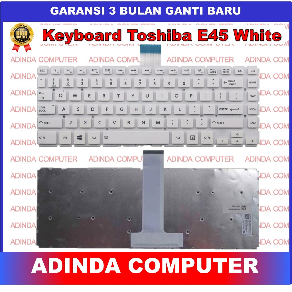 Toshiba E45 E45-B E45D-B E45T E45T-A E45T-B E45W E40-B E40D-B E40T-B L40B L40-B L40-C คีย์บอร์ดสีขาว