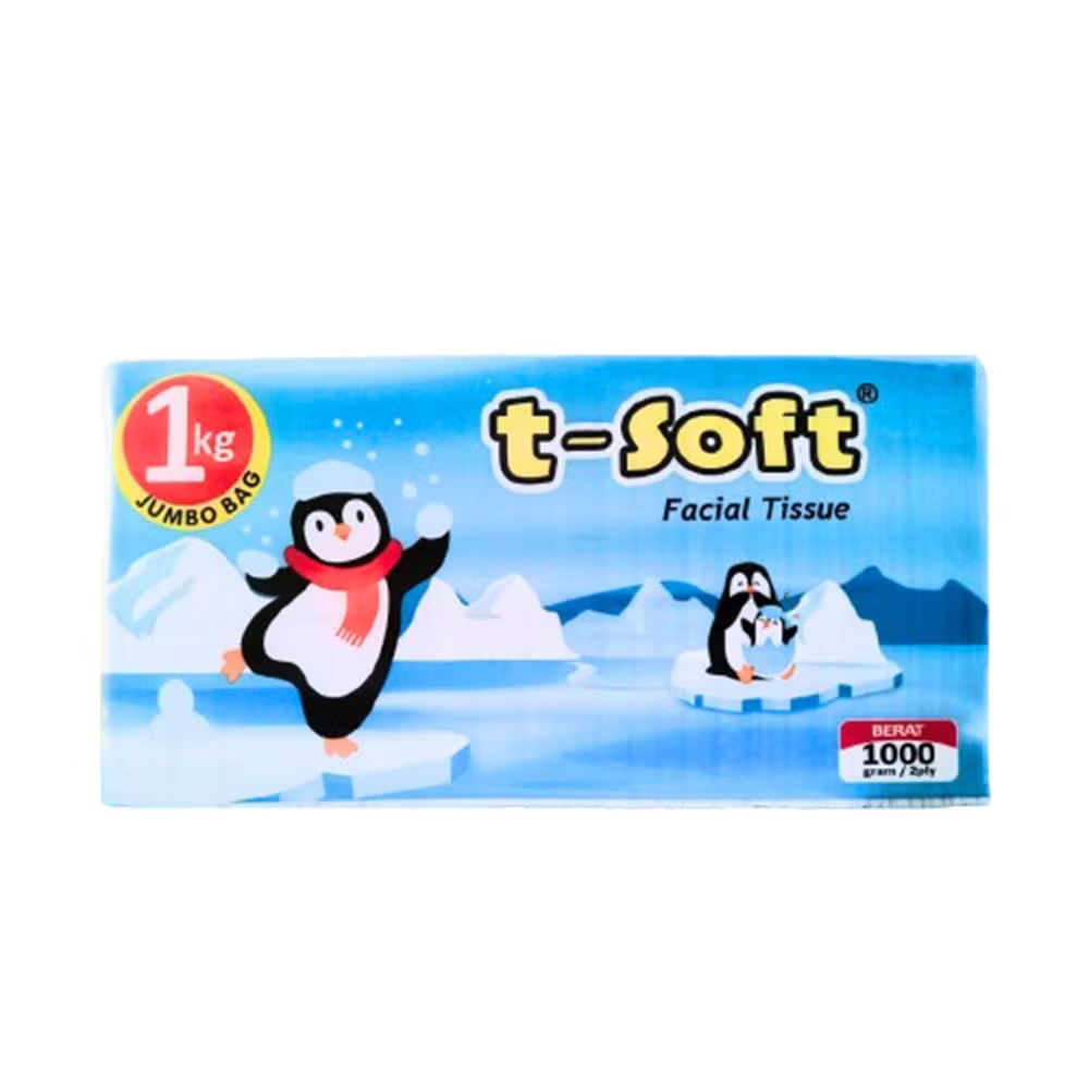 T-SOFT TISSUE 1000 gr 1 กก. 2 PLY THICK TSOFT / เนื้อเยื่อ tsoft 1000 แผ่น