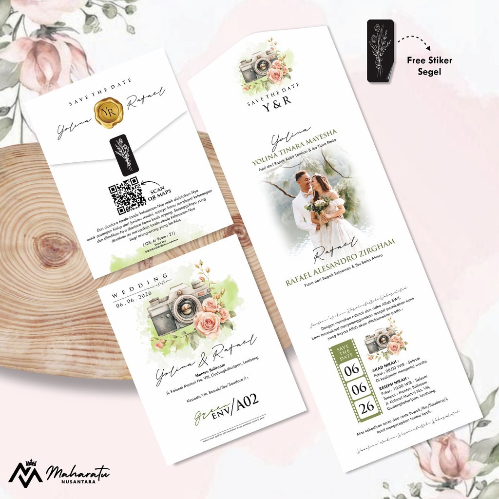EMI ENVELOPE WEDDING INVITATION - AESTHTIC WEDDING INVITATION GREEN ENVELOPE SERIES A