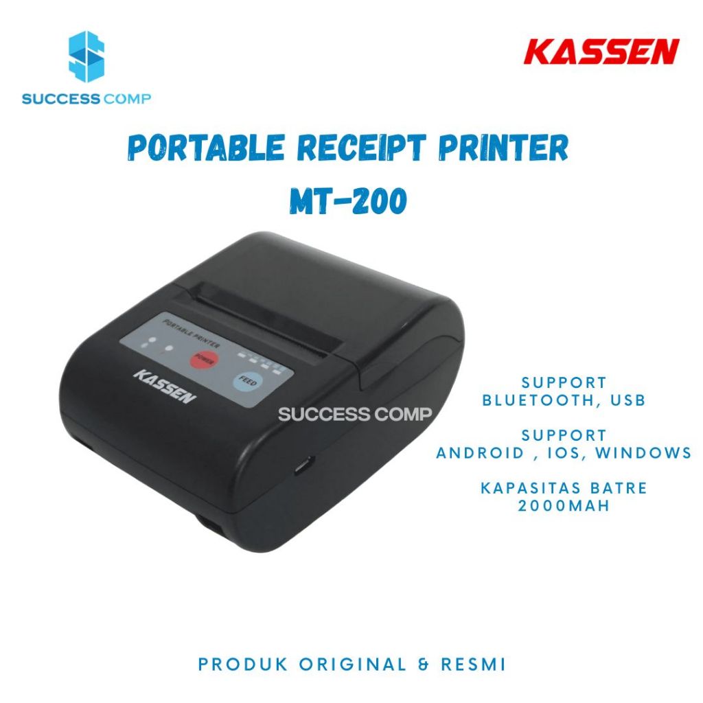 KASSEN MT-200VL / MT200VL / MT200VL / MT200 USB BLUETOOTH เครื่องพิมพ์ความร้อนมือถือ