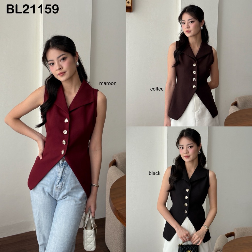 Millen Elegant Collar Vest / เสื้อกล้ามผู้หญิงคอปกและร่อง BL21159