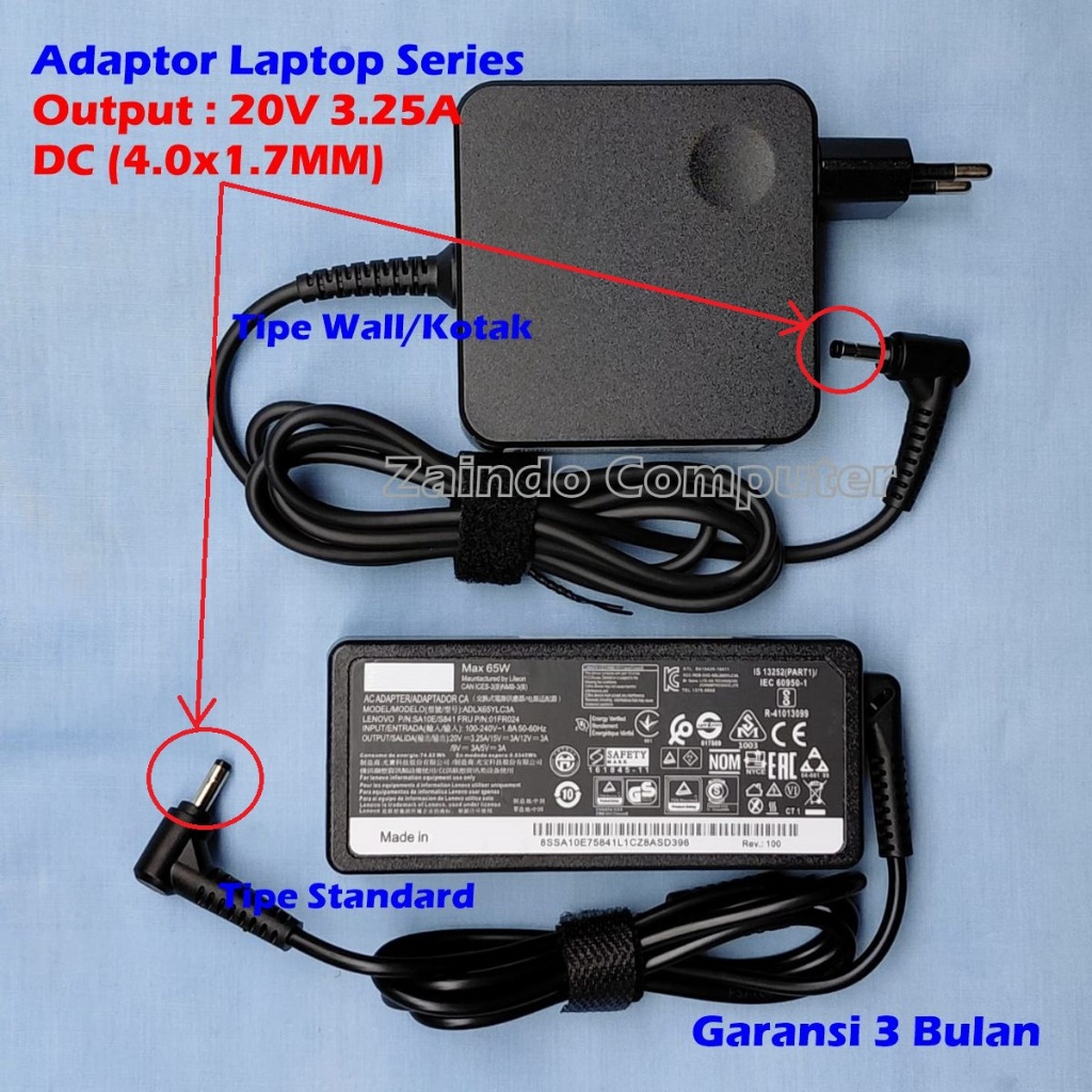 CHARGER L3NOV0 20V 3.25A (4.0*1.7) ADAPTER ID3AP4D 320 320S 310 310S 330S 510S 710S YOGA 520 530 110