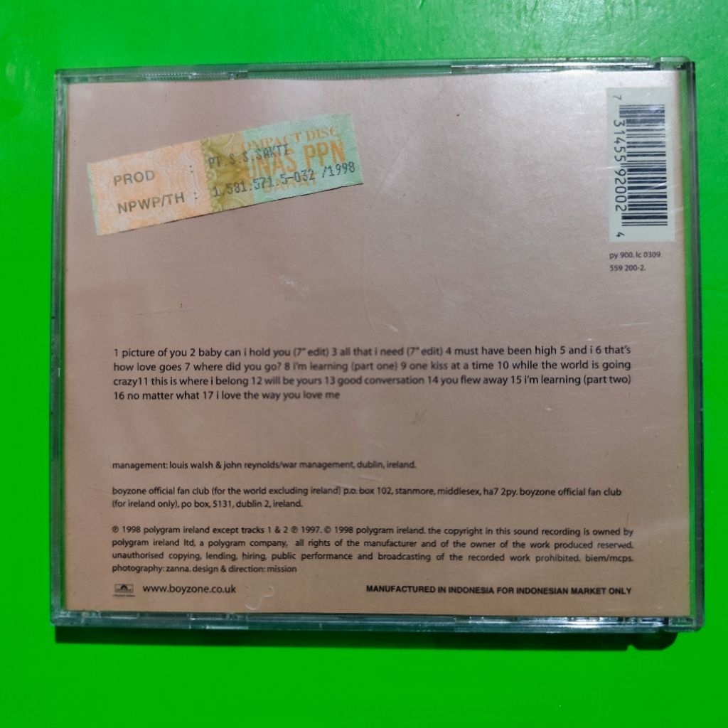 CD Original BOYZONE Where We Belong