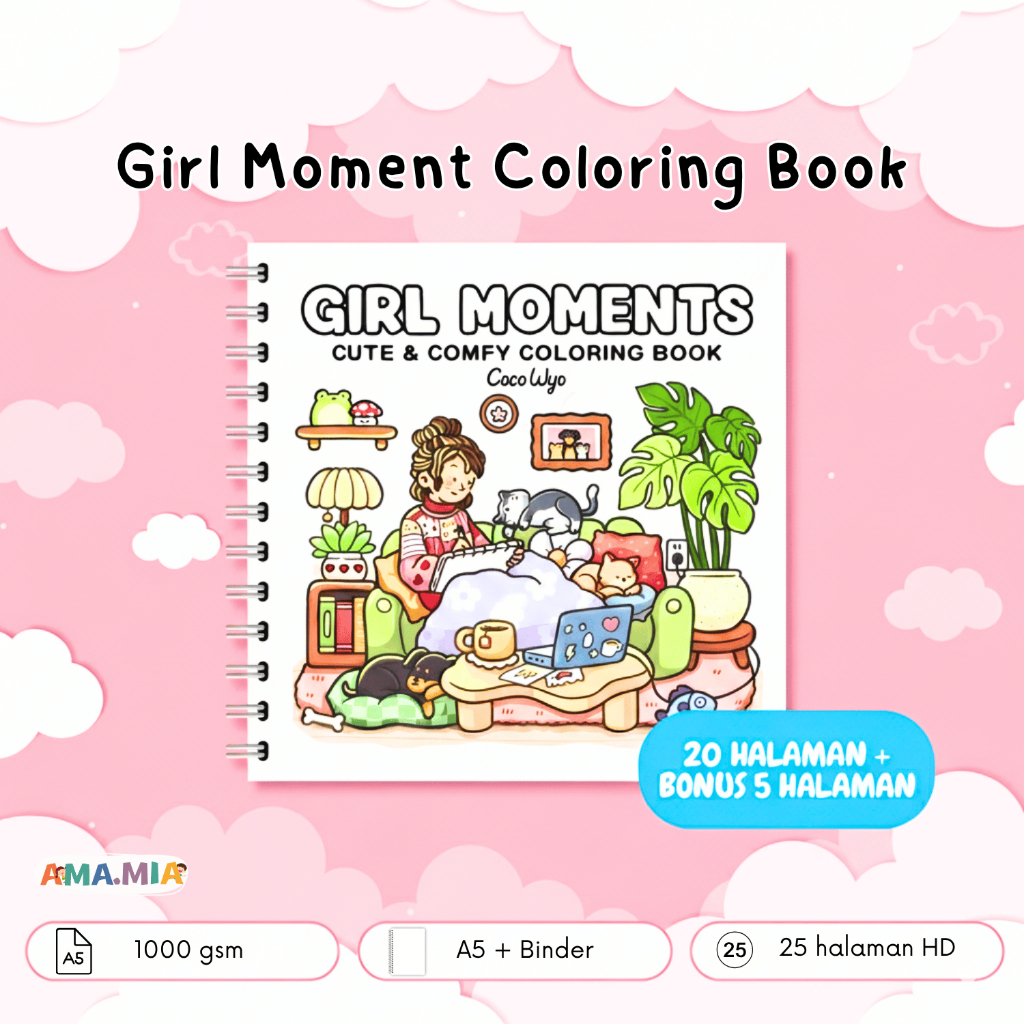 สมุดระบายสี Girl Moment 25 หน้า Aesthetic Relaxing Coloring Book A5 Size