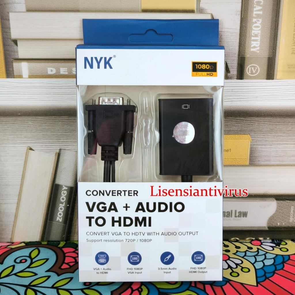 ตัวแปลงสายเคเบิล NYK VGA พร้อมตัวแปลงเสียงเป็น HDMI VGA เป็น HDMI