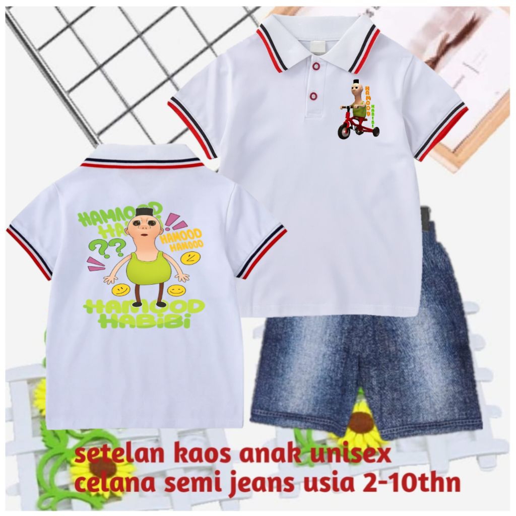 WANGKY CHILDRENS SUIT POLO SHIRT BOYS CLOTHES SEMI JEANS PANTS AGE 2-10 ปี [HAMOODHABI FRONT BACK]