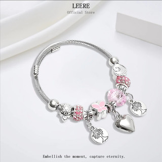 COD Gelang Love Charm Bracelet Gelang Titanium Anti Karat Baja Gelang Modis Korea Wanita Retro Gelang Warna-warni Liontin Hati Sederhana/Gelang Hanya Bisa Melar Tapi Tidak Bisa Dikecilkan-Le