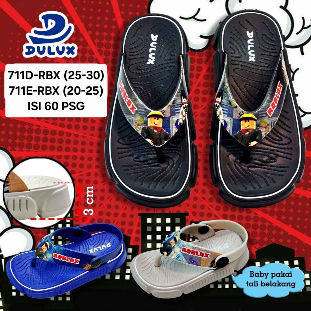 รองเท้าแตะสําหรับเด็กผู้ชาย Flip Flops || 711D-RBX || Roblox Character Dulux รองเท้าแตะกันลื่นที่สะด