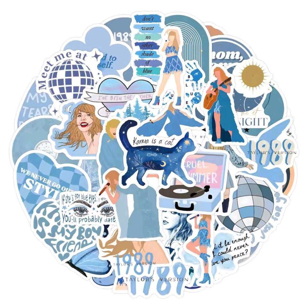Taylor Swift Blue Aesthetic Sticker Pack Taylor Swift Blue Sticker สติ๊กเกอร์หมวกกันน็อค สติ๊กเกอร์แ