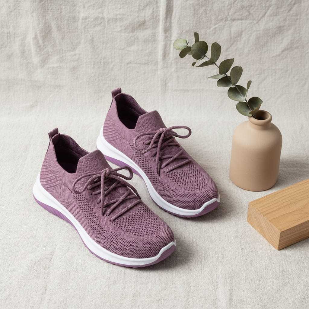 ยกเลิก รองเท้ากีฬาผู้หญิงแบบผูกเชือกนําเข้า รหัส7323 สีม่วง