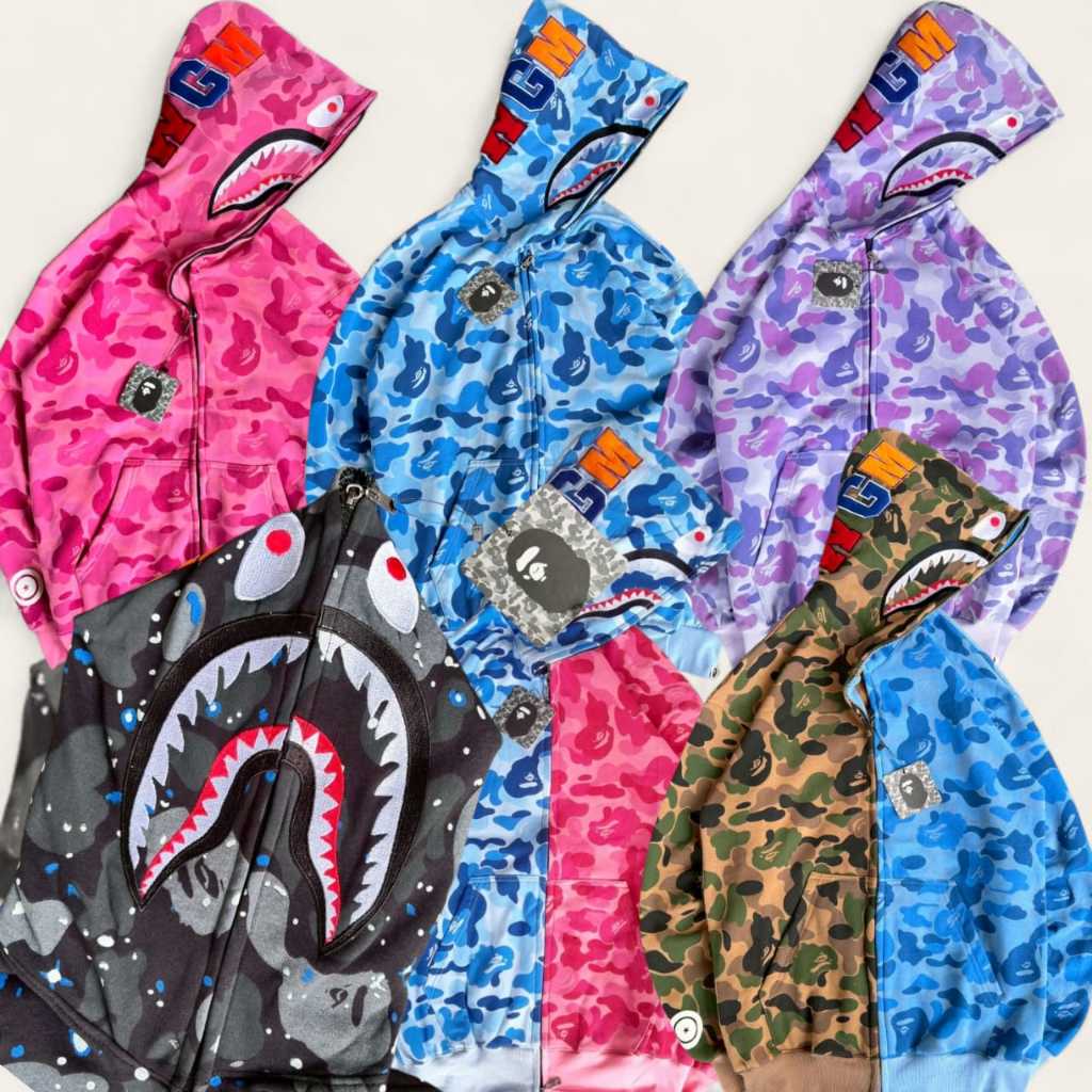 BAPE SHARK WGM CAMO ABC FULL ZIPPER HOODIE JACKET FULL EMBROIDERY FULLPRINT