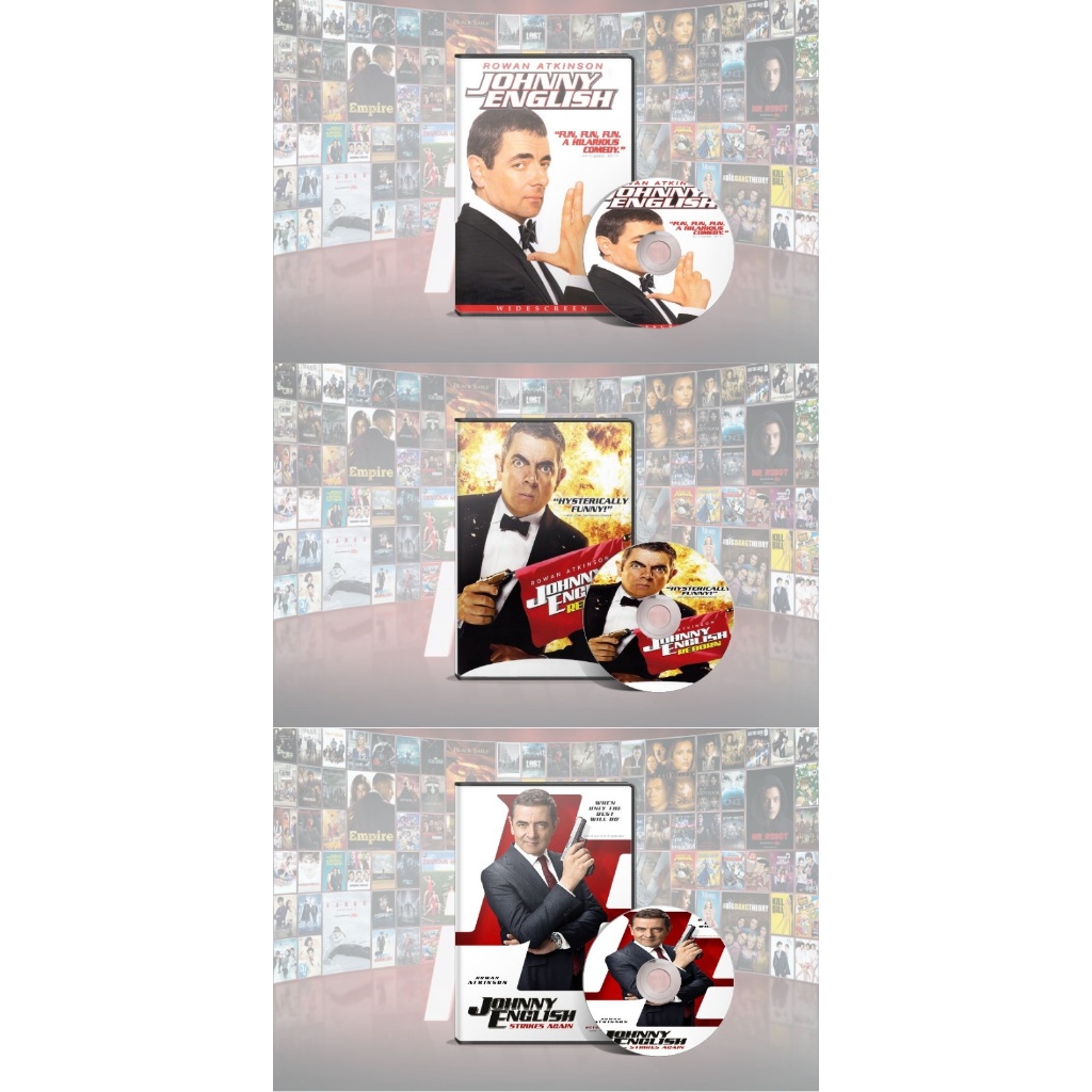 Johnny English DVD (2003) + Johnny English Reborn DVD (2011) + Johnny English Strikes Again DVD (201