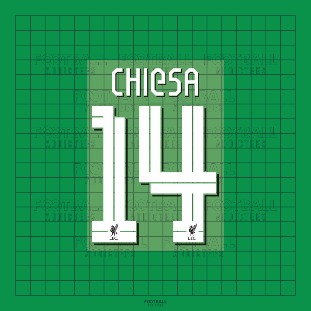 ชุดชื่อหมายเลข NNS หมายเลขชื่อ Back Federico Chiesa Liverpool Third Cup