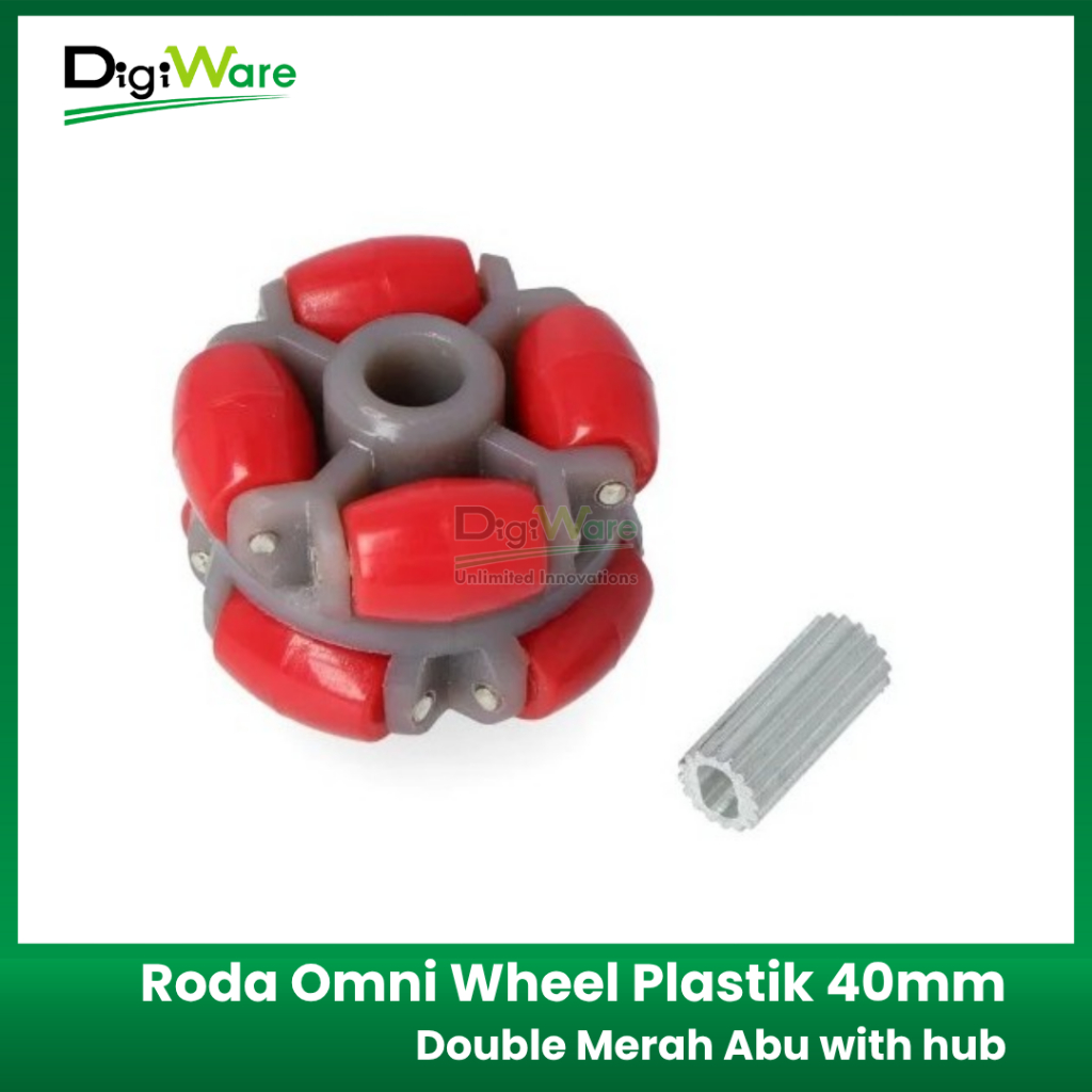 MERAH 40mm Double Red Grey Plastic Omni Wheel