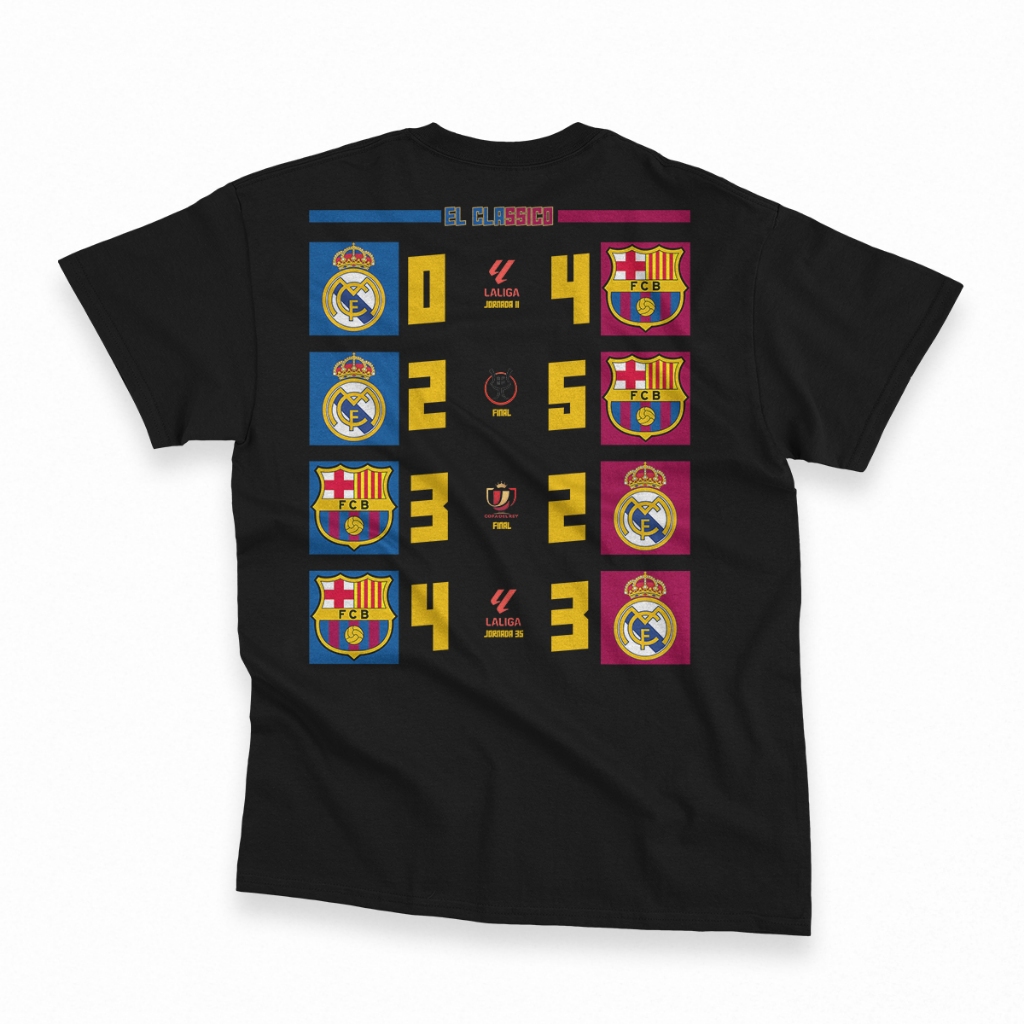 Barca Vs Real Madrid 2024/2025 4 Win in a Row เสื้อยืด