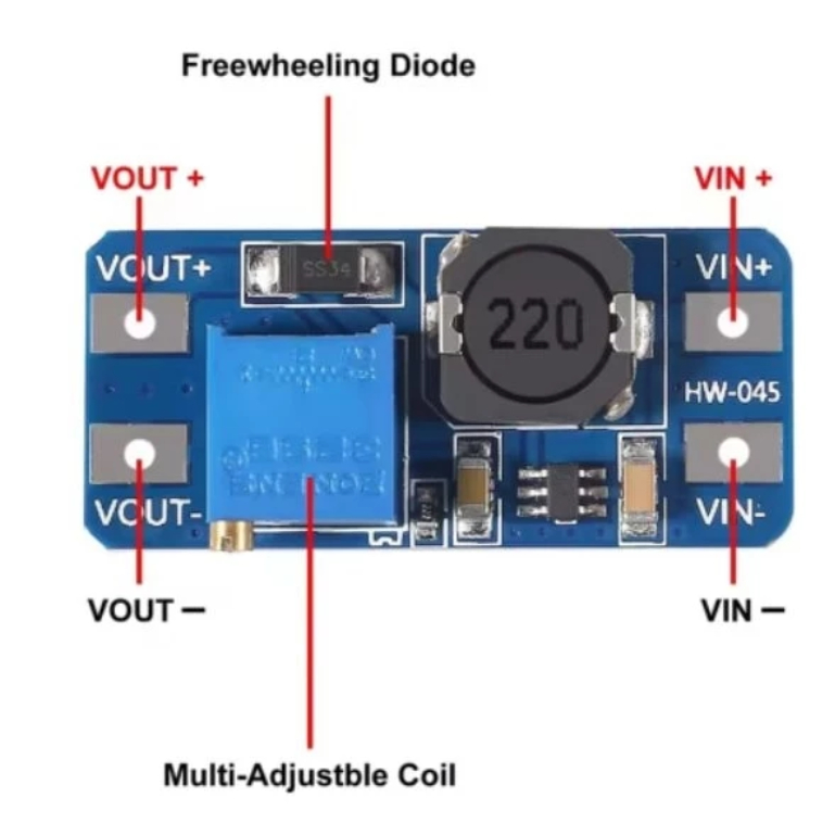 MT3608 แหล่งจ่ายไฟ Step Up Boost แบบปรับได้ DC เป็น DC Converter Regulator