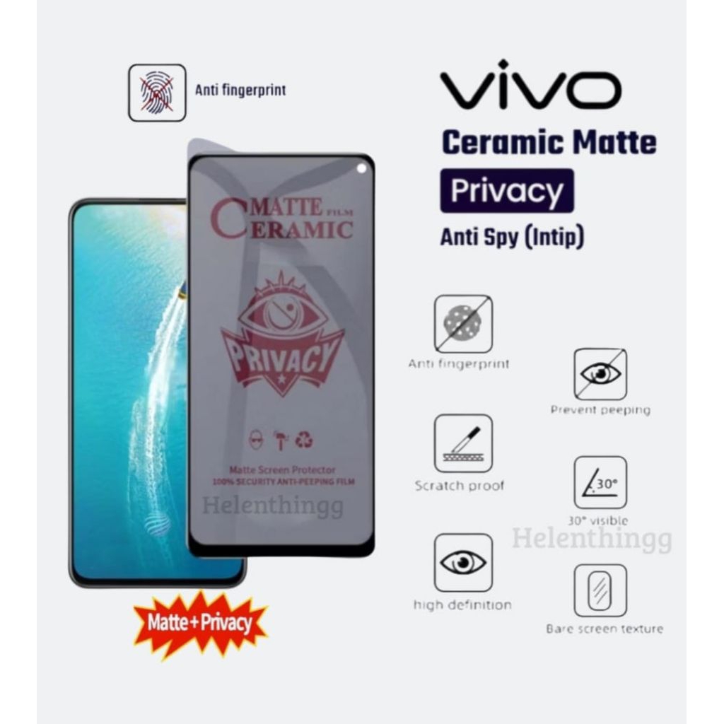 Anti-Shatter เซรามิค Matte Spy Vivo S1 Pro S5 S7 T1 Pro T3 X27 Y200 Y200e Y200i Y300 Y300e Y300t Y40