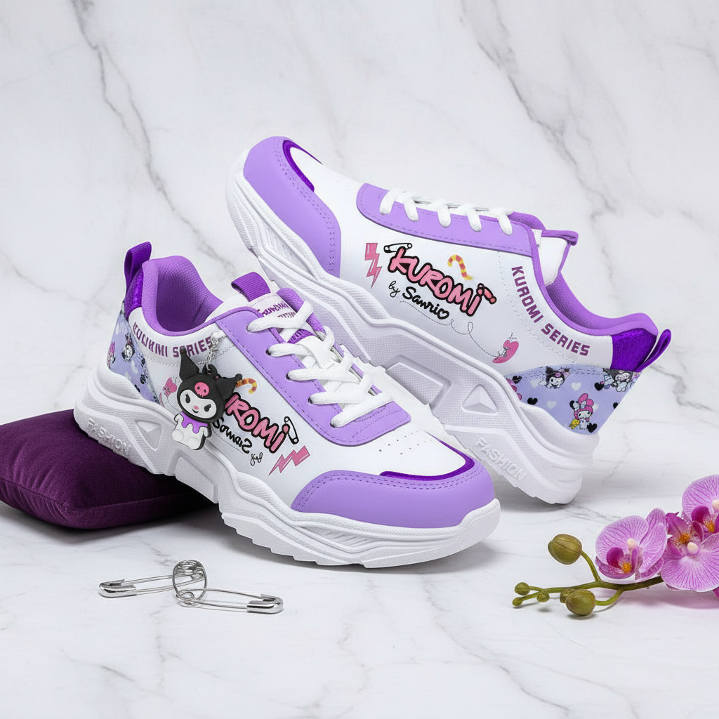 รองเท้าเด็กผู้หญิงก่อนวัยเรียน อนุบาล ประถม คุณภาพนําเข้า ตัวละคร viral KUROMI ล่าสุด motif - รูปที่ 6