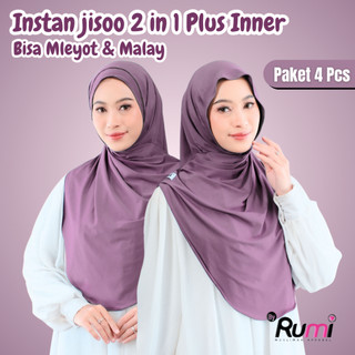 [100RB DAPAT 4 PCS] Hijab Instan Jisoo Mleyot Alissa by Rumi Hijab Bergo Instant Flowy Rasa Pashmina Jersey Premium Meleyot