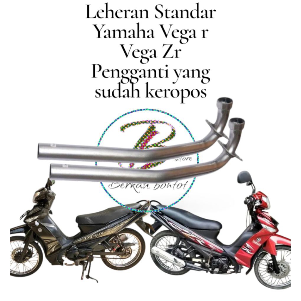 มาตรฐานไอเสียคอสําหรับ Yamaha Vega Vega R Vega Zr หนาคุณภาพท่อเหล็กสีขาวสีดํา PnP รถจักรยานยนต์