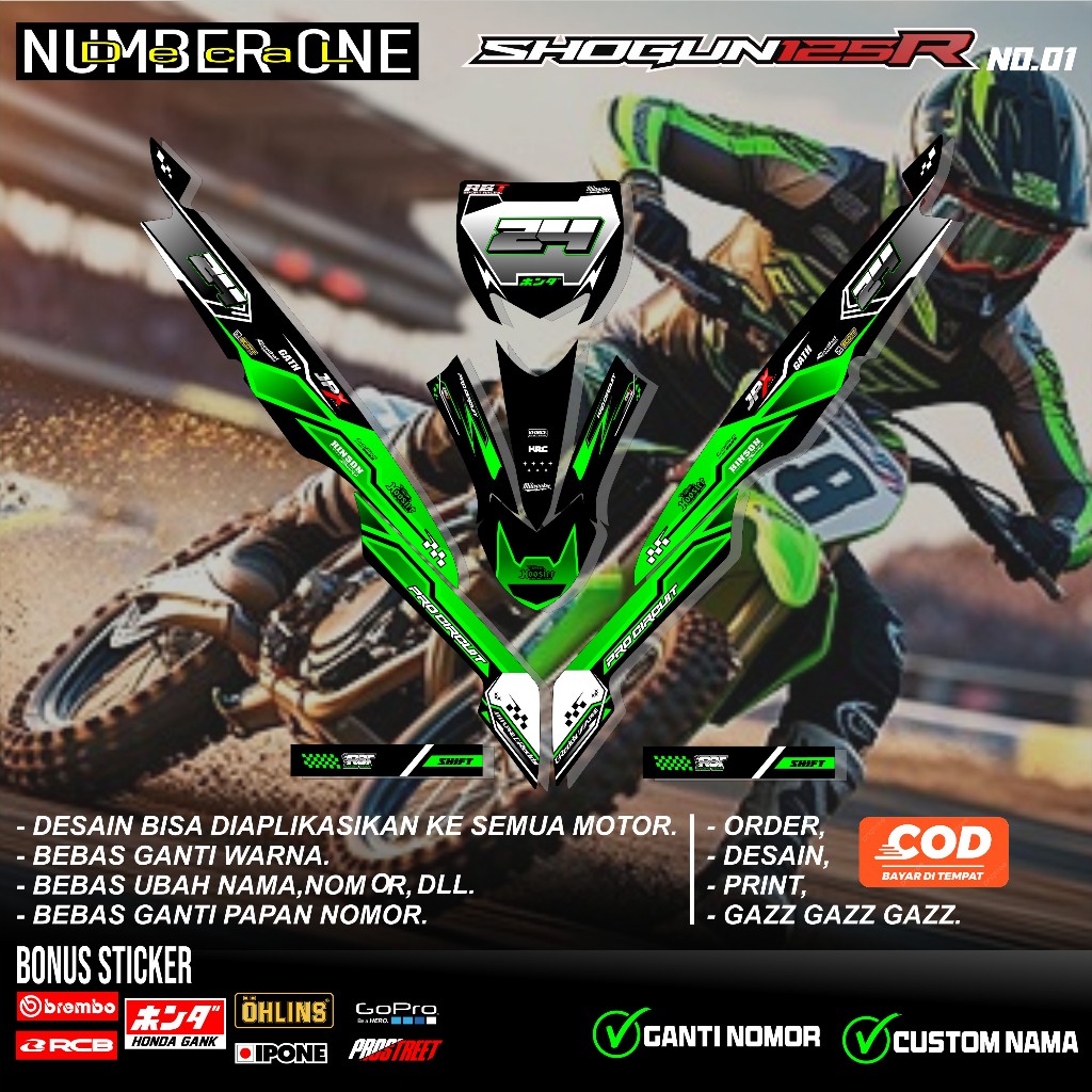 สติ๊กเกอร์ RBT SHOGUN 125R MOTOR RBT BEBEK MODIF SUPERMOTO YZ CRF KLX KX KTM RBT รหัส no.01