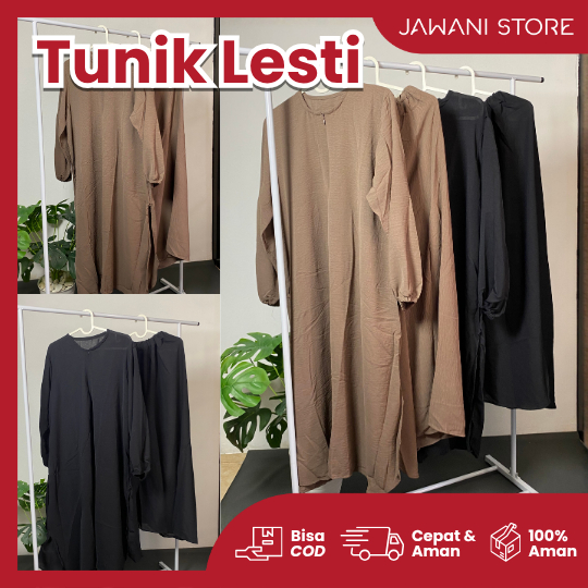 [Jwani Store] Lesti Tunic – Cool, Ironless, Nursing Friendly, Jumbo Size | Modern Muslimah Set with 