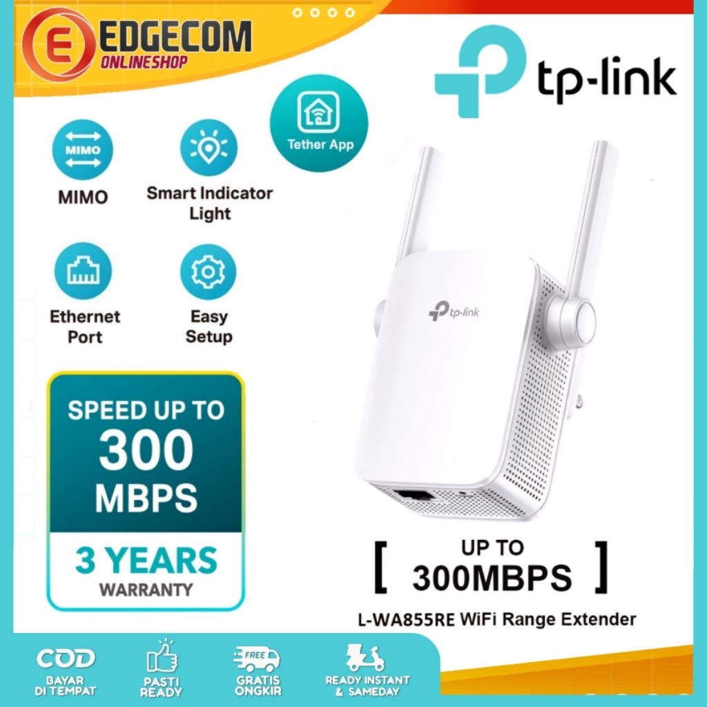 TP-Link TL-WA855RE 300Mbps Wi-Fi Range Extender | บูสเตอร์สัญญาณ | อินเตอร์เน็ตไร้สาย บูสเตอร์ | จุด
