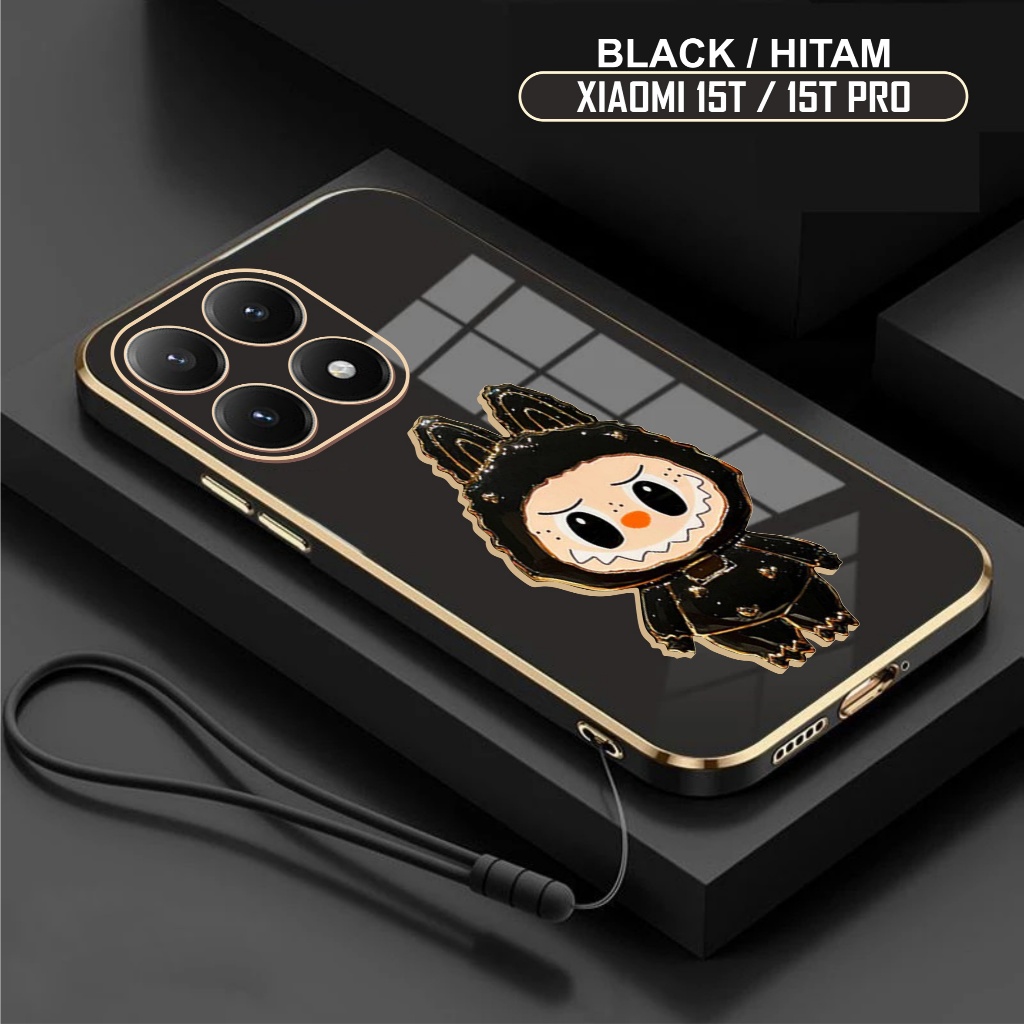 Soft Case Xiaomi 15T Casing Labubu Mirror Holder Glass Free Mobile Phone Lanyard Strap