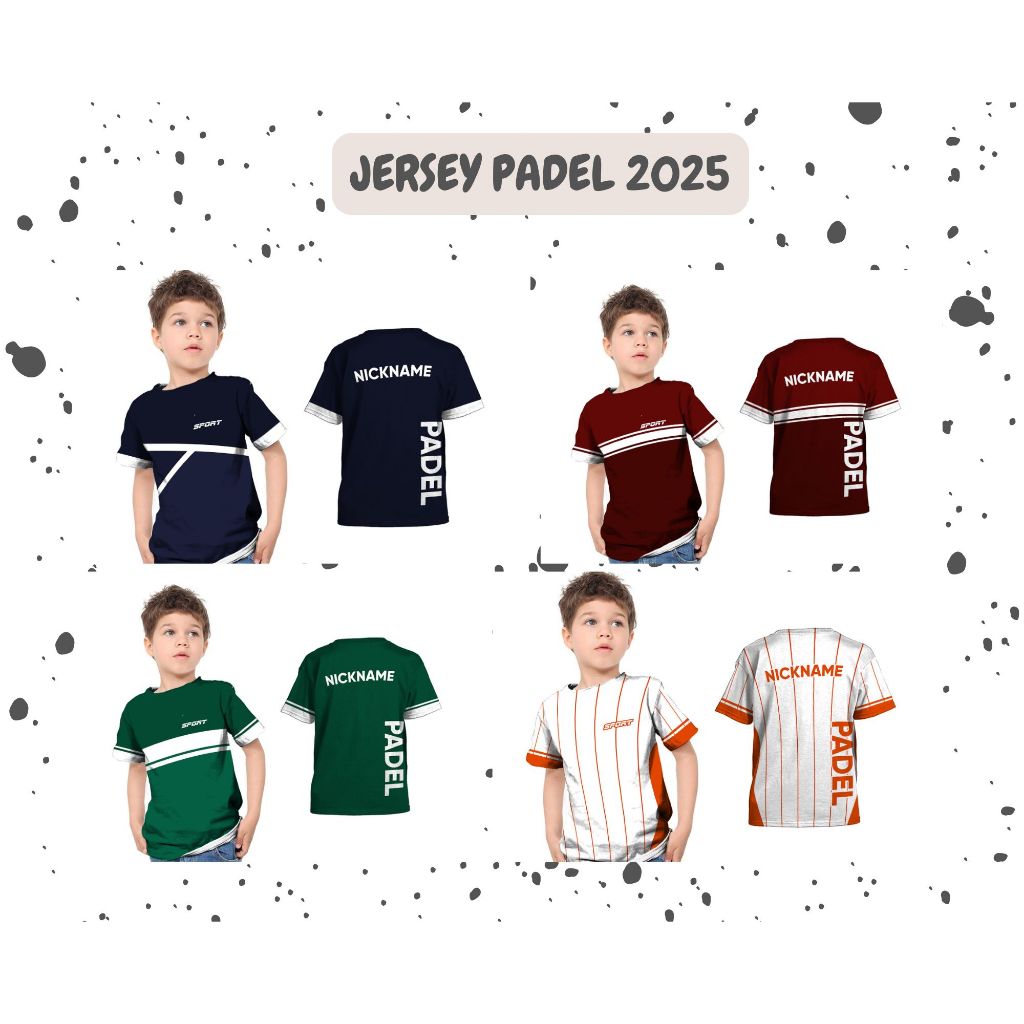 เสื้อยืดเด็ก Jersey PADEL TENNIS Sport ART 1 - 4 ใหม่ 2025 Custom พิมพ์กีฬา