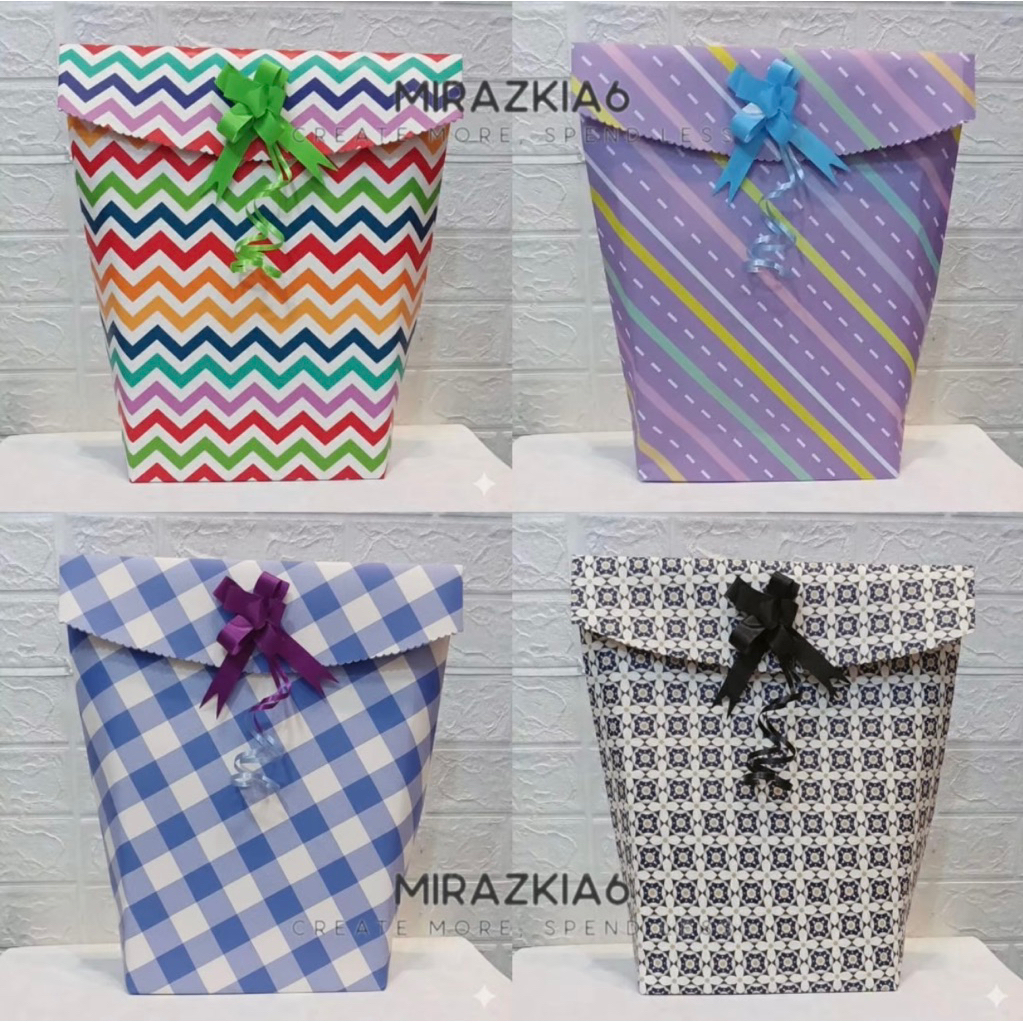 INSTANT READY TO USE PAPER CONTENTS 6 PCS FREE SATIN RIBBON UK MEDIUM (L23  W8  H36 cm)