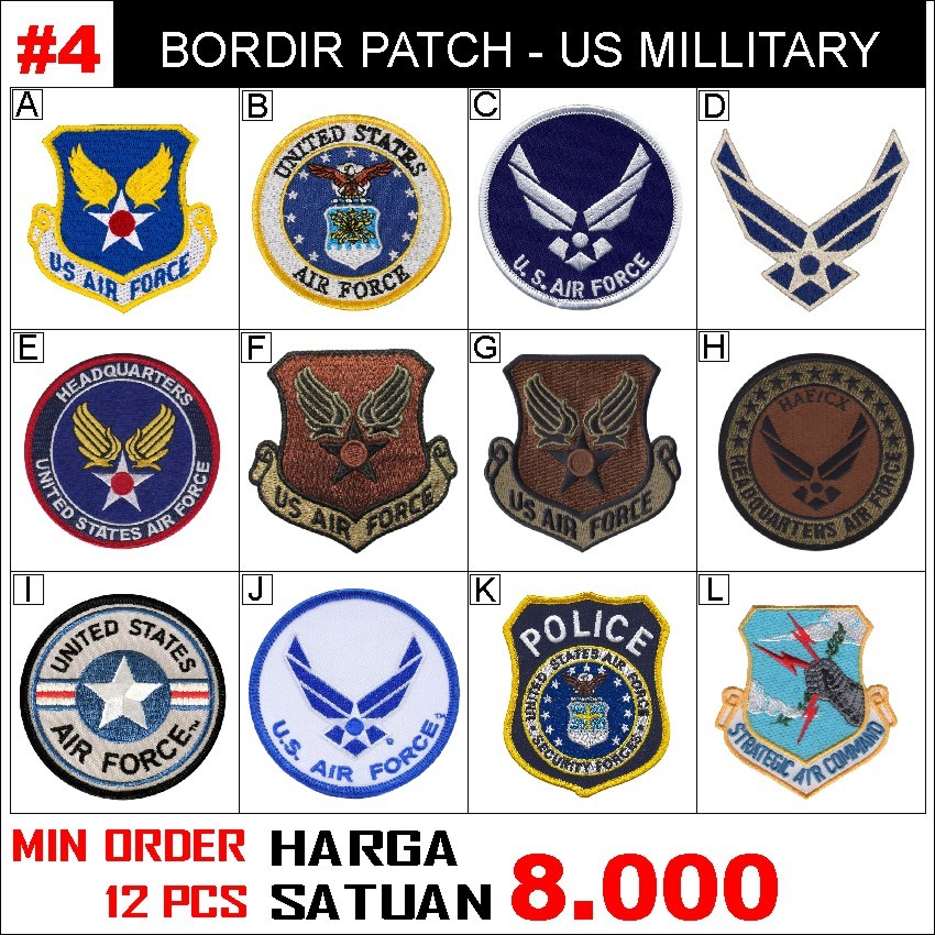 4 US ARMY MILLITARY AIR FORCE พิเศษ EMBROIDERY PATCH INSIGNIA USAF NAVY RETIRED VETERAN CORP