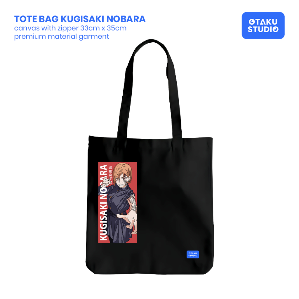 Otaku Studio - Jujutsu Kaisen Kugisaki Nobara Anime Canvas Tote bag 33cm x 35cm Zipper