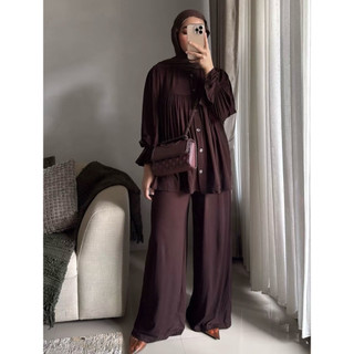 Jena Set Rayon Twill Polos Premium Jumbo Setelan Casual Wanita / Onset Terbaru Kekinian Casual