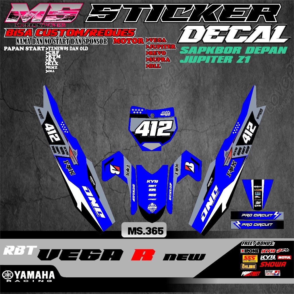 สติ๊กเกอร์ DECAL RBT MOTOR VEGA R ใหม่ FULL BODY MOTOR SUPERMOTO RBT MOST VIRAL COOLEST MS V365 RBT