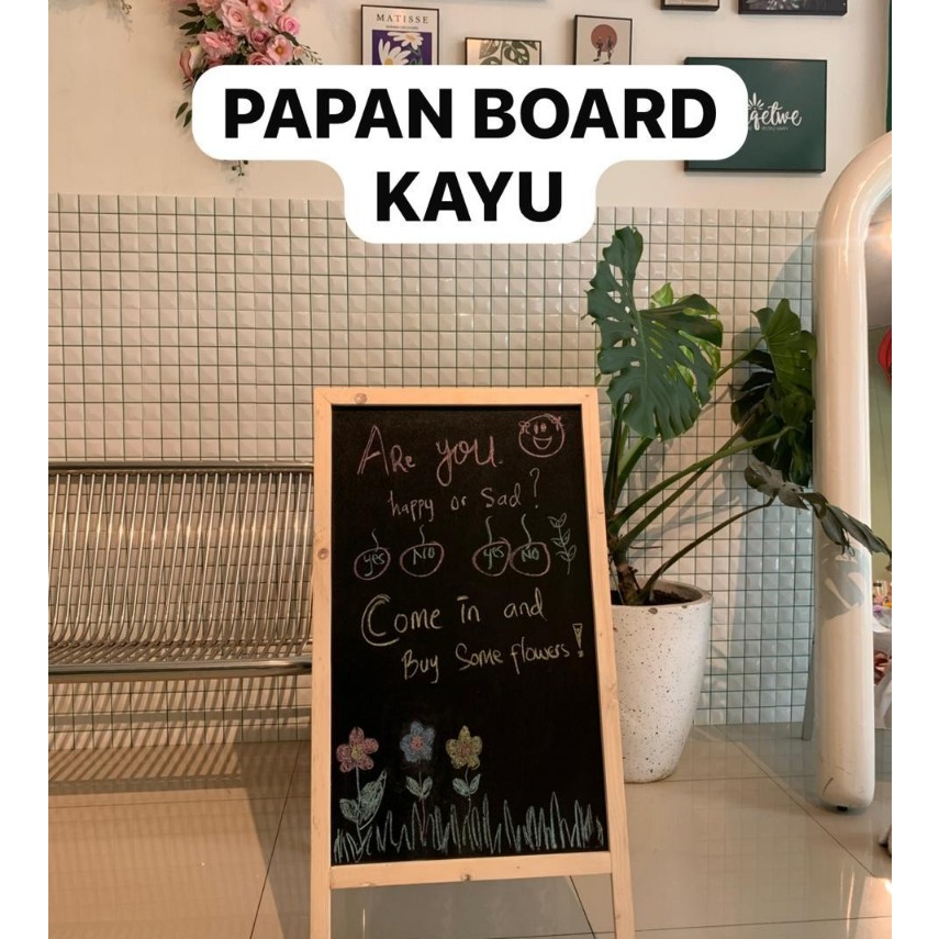 กระดานขาว 2 ด้าน (ฟรีชอล์กและยุค) กระดานไม้ CAFE MENU BOARD WEDDING DECORATION PARTY DECORATION DOWA