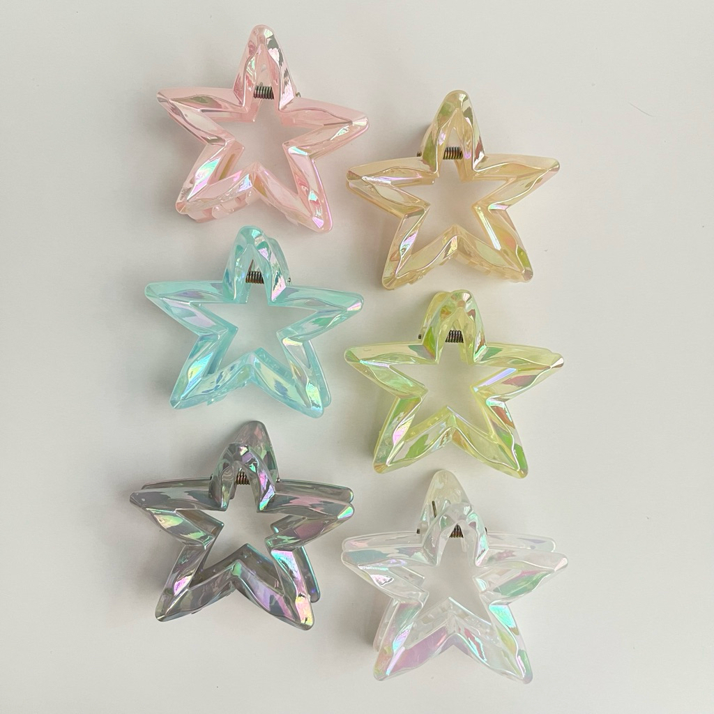 [7CM] STAR HAIR CLAW HOLOGRAM STAR HAIR CLIP STAR HAIR CLIP