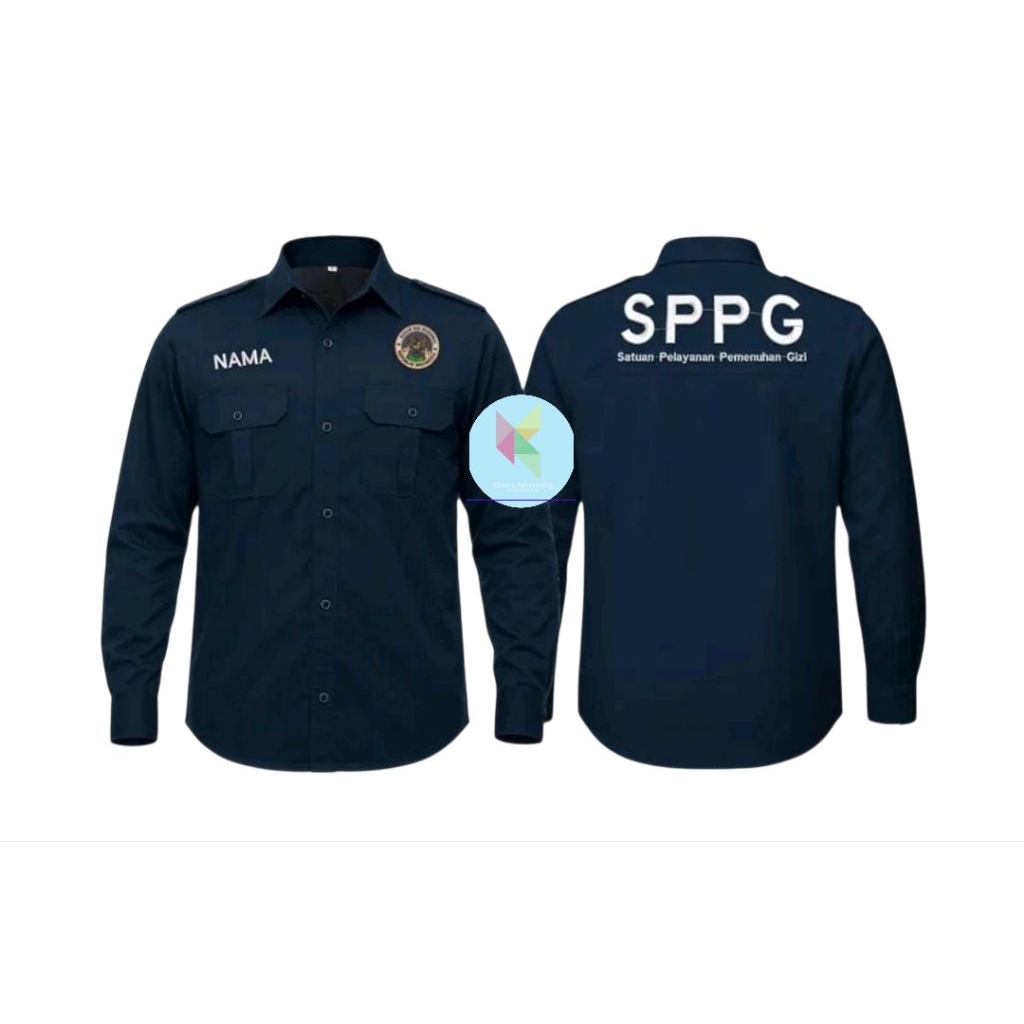 KEMEJA SPPG BGN เสื้อ SPPG BGN SPPG BGN Navy Uniform แขนยาว 2 กระเป๋า